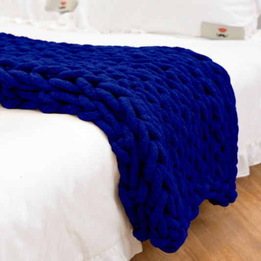 Blue Chunky Knit Blanket